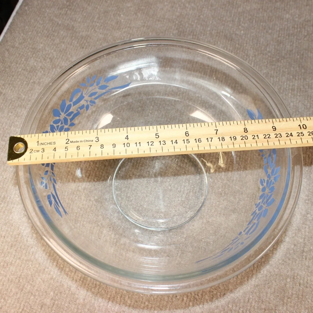 Vintage Pyrex Old Town Blue Onion Clear Glass Nesting Mixing Bowls Set of 3